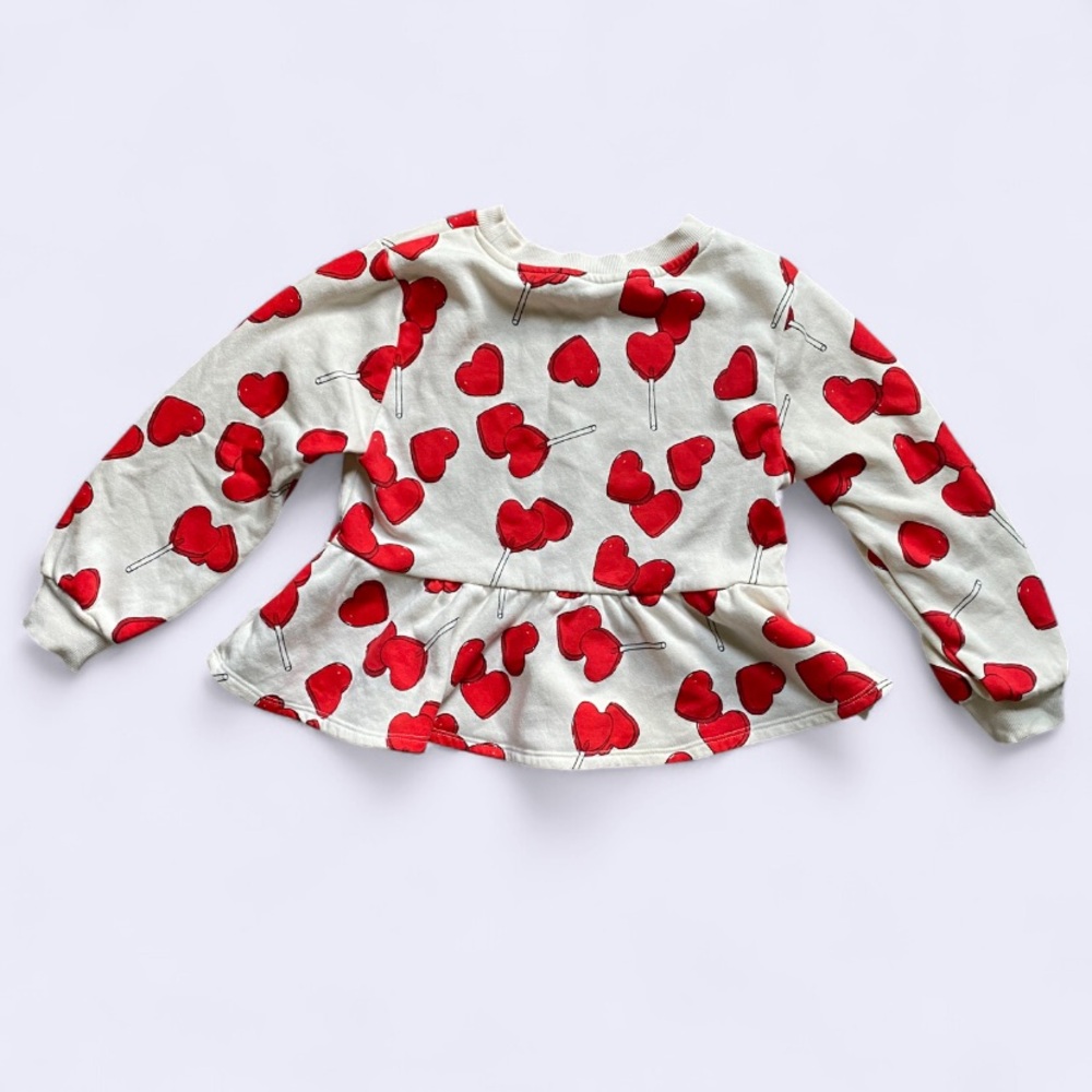 7/$20 H&M Kids Red Heart Lolliopop Patterned Long Sleeve Top